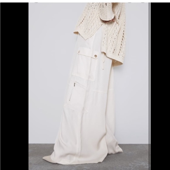 Zara High Waist Wide Leg Cargo Pants - Picture 4 of 13